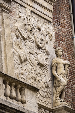 Detail from facade of Loggia del Capitaniato, designed by Andrea Palladio and built at 1572のeditorial素材