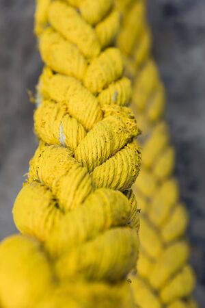 Close up view at the yellow ropeの写真素材