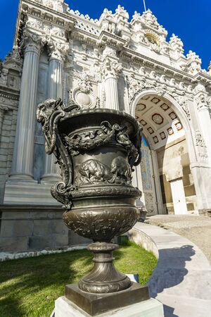 ISTANBUL, TURKEY - NOVEMBER 9, 2019: Gate of the Treasury at Dolmabahce Palace in Istanbul, Turkey. Palace was built at 1856 and served as the main administrative center of the Ottoman Empire until 1922のeditorial素材
