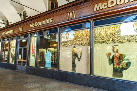 TURIN, ITALY - JUNE 3, 2015: Detail from McDonald restaurant in Turin, Italy. It is an American fast...