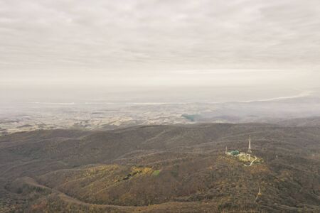 Aerial view at monument Freedom on  Fruska Gora mountain, near Novi Sad, Serbia at autumn time....