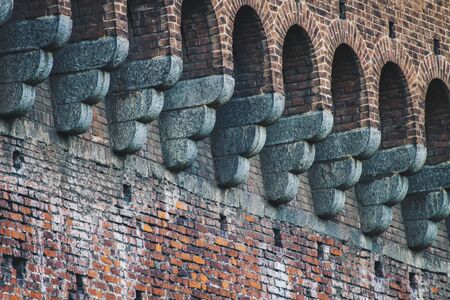 Closeup detail of the old stone wallの写真素材
