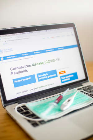 BELGRADE, SERBIA - MARCH 23, 2020: Coronavirus info on World Health Organisation site. World Health...