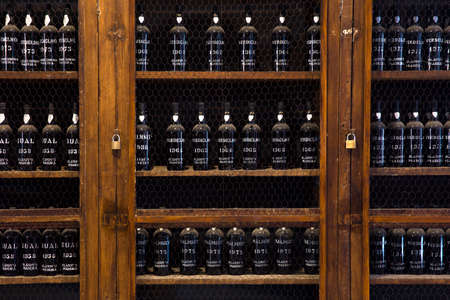 MADEIRA, PORTUGAL - FEBRUARY 17, 2020: Detail of Blandy's wine storage of vintage Madeira wine in Portugal. It is a family-owned wine company founded by John Blandy in 1811.のeditorial素材