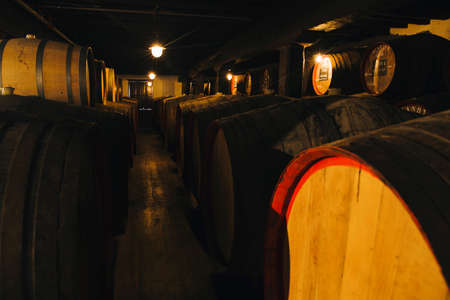MADEIRA, PORTUGAL - FEBRUARY 17, 2020: Detail of Blandy's wine storage of vintage Madeira wine in...