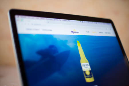 BELGRADE, SERBIA - MARCH 9, 2020: Corona beer web site on computer screen. It is Mexican beer brand and one of the top selling beers worldwideのeditorial素材
