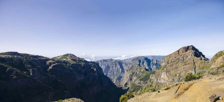 View at mountain peak Pico do Arieiro at Madeira island, Portugalの写真素材