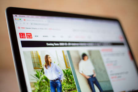 BELGRADE, SERBIA - MARCH 9, 2020: Uniqlo web site on computer screen in Belgrade, Serbia. It is a...