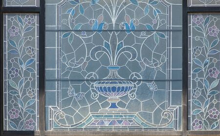 Detail of decorative window at Unteres Curtihaus in Rapperswil, Switzerland. House was redesigned around 1900.の写真素材