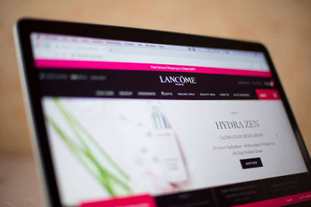 BELGRADE, SERBIA - MARCH 9, 2020: Lancome web site on computer screen. It is a French luxury perfumes and cosmetics house founded at 1935.のeditorial素材