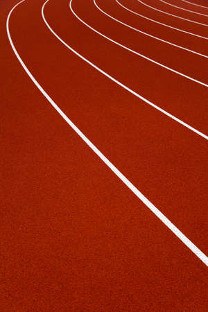 Closeup of the red stadium running tracks