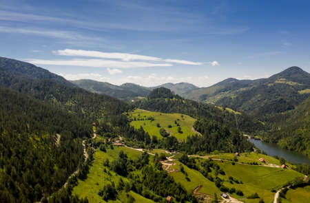 View at Zaovine lake from Tara mountain in Serbia