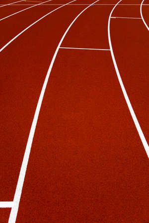 Closeup of the red stadium running tracks