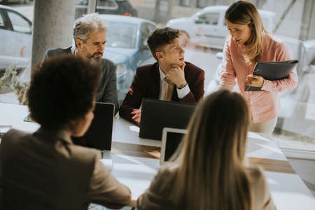 Group of multiethnic business people working together in the officeの写真素材