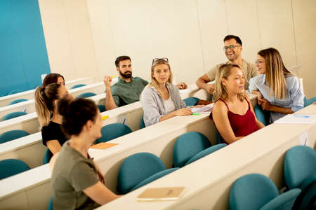 Group of university srudents in the classroomの写真素材