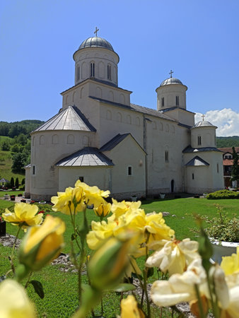 View at 13th century Serbian Orthodox Mileseva monastery near Prijepolje, Serbia