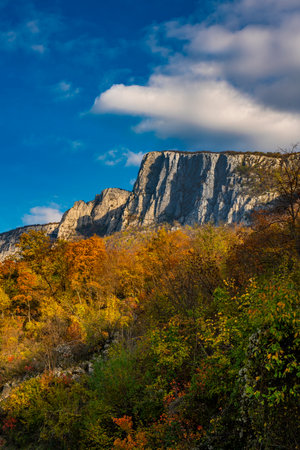 View at Danube gorge in Djerdap on the Serbian-Romanian borderの写真素材