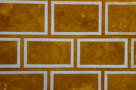 Closeup of the brown decorative rectangle facade