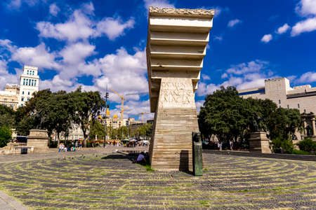BARCELONA, SPAIN - OCTOBER 8, 2019: Monument to Francesc Macia in Barcelona, Spain. Monument is the...