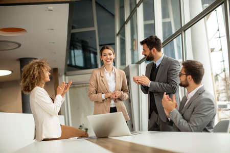 Group of multiethnic business people working together in the officeの写真素材