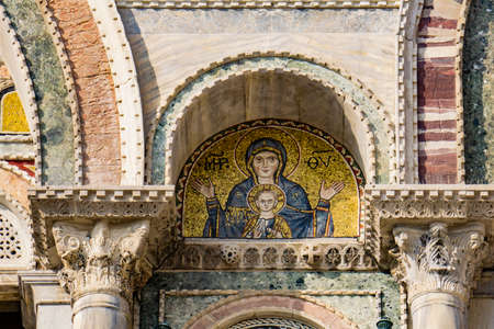 Detail of the Saint Mark's Basilica in Venice, Italyの写真素材