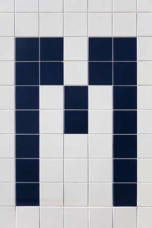 View at M shape blue tilesの写真素材