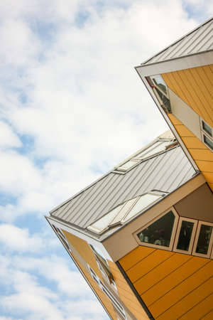 ROTTERDAM, NETHERLANDS - JULY 25, 2021: Cube Houses in Rotterdam, the Netherlands. They are designed by Dutch architect Piet Blom and opened at 1977.のeditorial素材