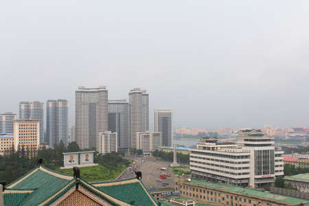 PYONGYANG, NORTH KOREA - JULY 29, 2015: Panoramic view at the Pyongyang, North Korea. Pyongyang is the capital and largest city of North Korea.のeditorial素材