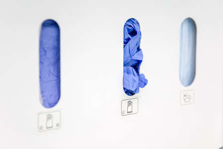 Closeup of the protective safety handgloves container