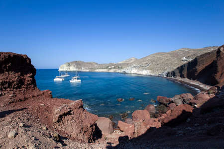 View at Red beach on Santorini island in Greeceの写真素材