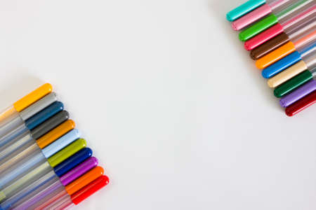 Colorful markers with empty copy spaceの写真素材