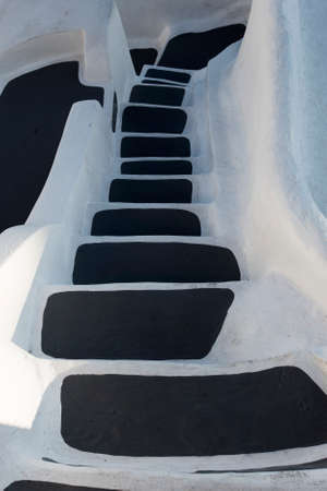 View at traditional stairway on Santorini island, Greeceの写真素材