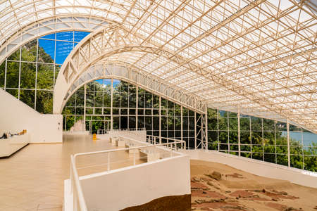 BOLJETIN, SERBIA - SEPTEMBER 3, 2021: Detail from Museum of Lepenski Vir in Serbia. It is important archaeological site of the Mesolithic Iron Gates culture of the Balkans.のeditorial素材