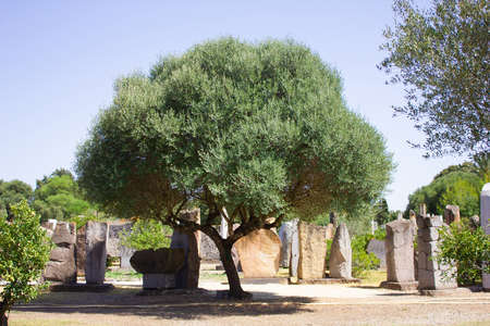 SAN SPERATE, ITALY - AUGUST 7, 2021: Sound Garden (Giardino Sonoro) at San Sperate on Sardinia island, Italy. It is an open air museum made by artist Pinuccio Sciola.のeditorial素材