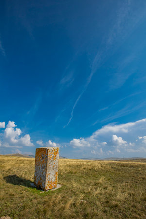 View at medieval tombstones in Morine, near Pluzine in Bosnia and Herzegovinaの写真素材