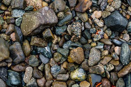 Closeup view at pebbles on the shore