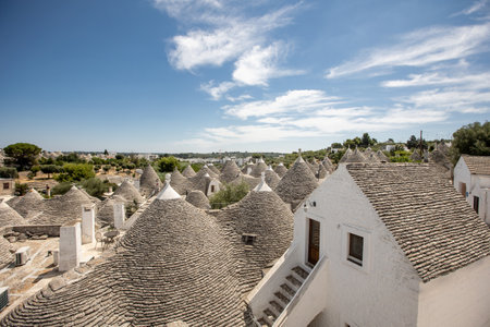View at traditional Trulli houses in the Alberobello, Italyの写真素材