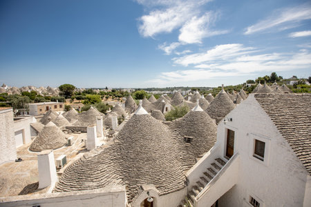 View at traditional Trulli houses in the Alberobello, Italyの写真素材