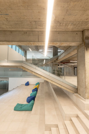 Interior of the big office space wallwayの写真素材