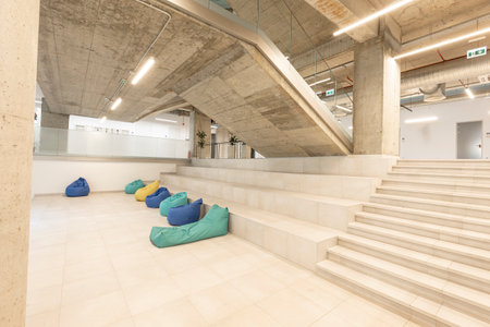 Interior of the big office space wallwayの写真素材