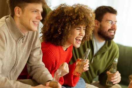 Three friends sit together, beaming with happiness as they celebrate life's moments. Laughter fills...