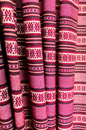 hand-embroidered, rarities Ukrainian embroidery with national ornament, towels, shirts, fabricの写真素材