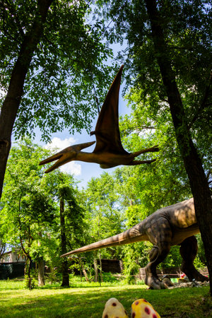 Dinosaur in a park in the city of Sofia, Bulgariaの写真素材