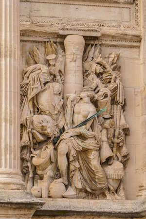 MARSEILLE, FRANCE - 10 Nov 2018 - Porte d'Aix triumphal arch and mostly its decoration elementsのeditorial素材