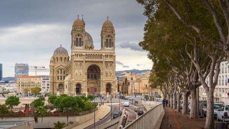 La Major cathedral with people and trafficのeditorial素材