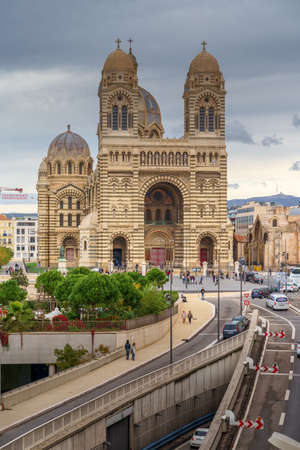 La Major cathedral with people and trafficのeditorial素材