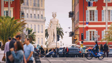 Massena square with Apollo statue and fountaine du Soleilのeditorial素材