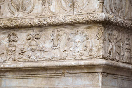 NAPLES, ITALY - NOVEMBER 05, 2018 - The medieval castle of Maschio Angioino or Castel Nuovo or New Castle and its elements of decoration, Napoliのeditorial素材