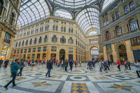 NAPLES, ITALY - 05 NOVEMBER, 2018 - Galleria Umberto I, a public shopping gallery in Napoli and its interiorsのeditorial素材