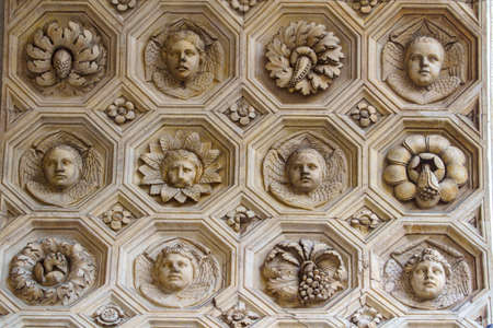 NAPLES, ITALY - NOVEMBER 05, 2018 - The medieval castle of Maschio Angioino or Castel Nuovo or New Castle and its elements of decoration, Napoliのeditorial素材